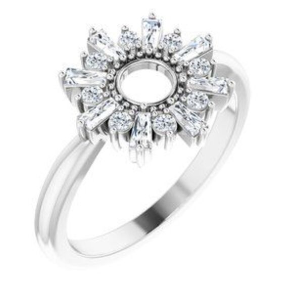 14K White 3/8 CTW Natural Diamond Circle Ring